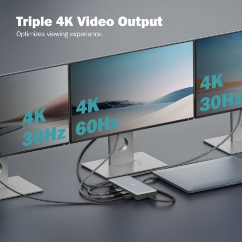 Stacja dokująca USB Typ C 11-portów 2x HDMI 1x DisplayPort 4K/60Hz DC-Jack 150W Stacja dokująca USB Typ C 11-portów 2x HDMI 1x DisplayPort 4K/60Hz DC-Jack 150W