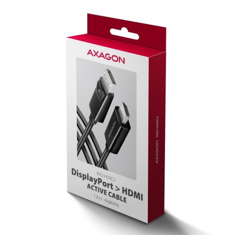 RVD-HI20C2 Adapter aktywny DisplayPort -> HDMI 1.4, 4K/60Hz, kabel 1,8m RVD-HI20C2 Adapter aktywny DisplayPort -> HDMI 1.4, 4K/60Hz, kabel 1,8m