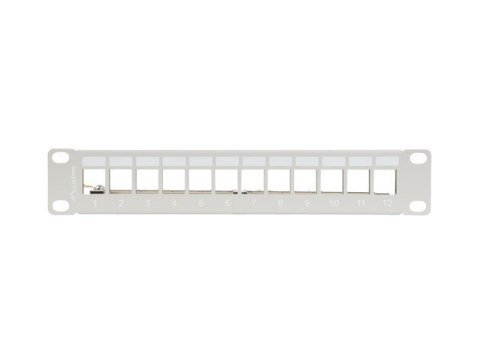 Patch Panel 12 Port 1U 10 cali FTP z organizerem do modułów keystone szary Patch Panel 12 Port 1U 10 cali FTP z organizerem do modułów keystone szary