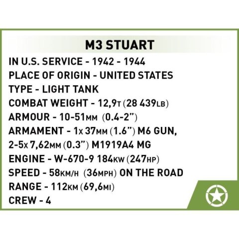 Klocki M3 Stuart 511 klocków Klocki M3 Stuart 511 klocków