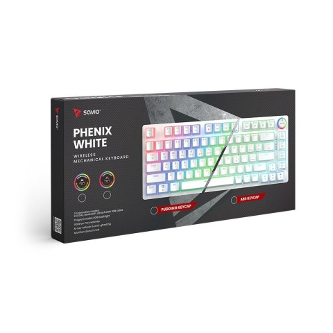 Klawiatura mechaniczna bezprzewodowa PHENIX WHITE Gateron Red Pro, Pudding Klawiatura mechaniczna bezprzewodowa PHENIX WHITE Gateron Red Pro, Pudding