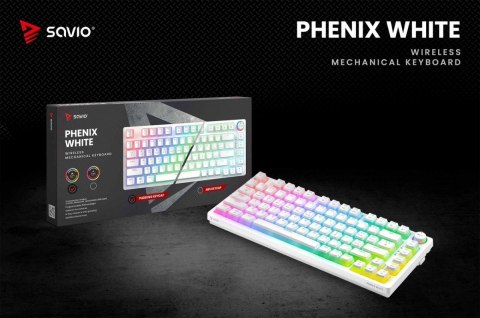 Klawiatura mechaniczna bezprzewodowa PHENIX WHITE Gateron Red Pro, Pudding Klawiatura mechaniczna bezprzewodowa PHENIX WHITE Gateron Red Pro, Pudding