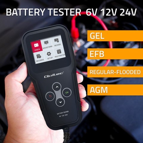 Cyfrowy tester akumulatora 3w1 z LCD | 6V | 12V | 24V | 30Ah- 200Ah Cyfrowy tester akumulatora 3w1 z LCD | 6V | 12V | 24V | 30Ah- 200Ah