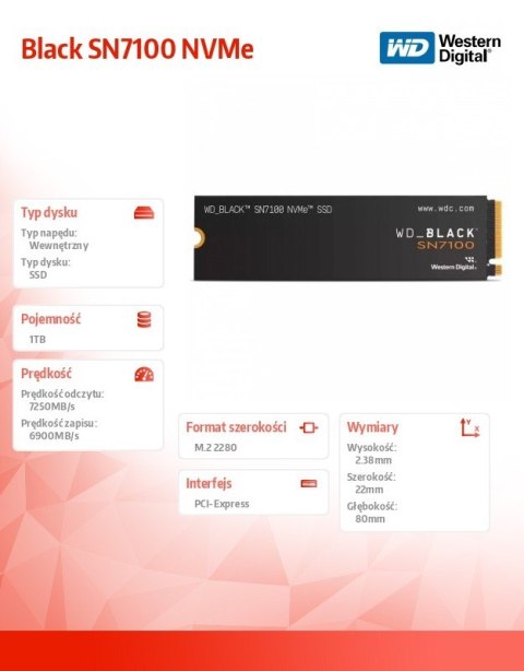 SSD Black 1TB SN7100 NVMe 2280 M2 SSD Black 1TB SN7100 NVMe 2280 M2