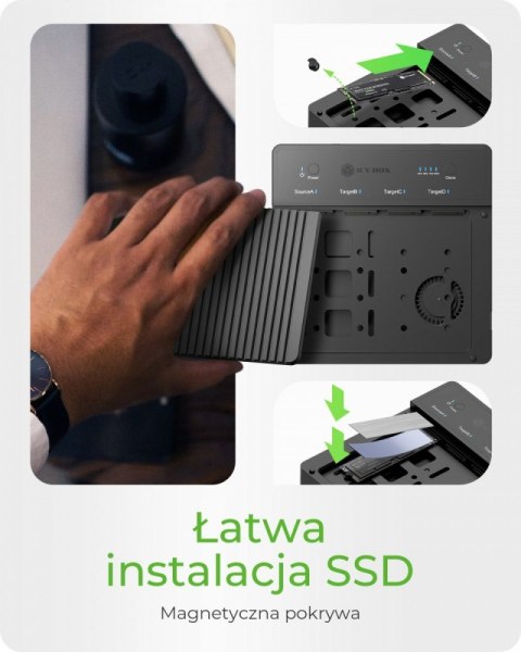 Duplicator (klonowanie 1:3) dla NVMe M.2 SSD IB-4013MCL-C4 4-Bay USB4 Duplicator (klonowanie 1:3) dla NVMe M.2 SSD IB-4013MCL-C4 4-Bay USB4