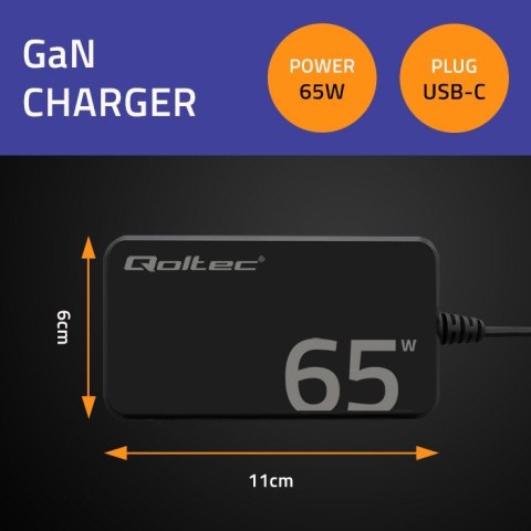 Ładowarka sieciowa 65W GaN Super Fast SLIM | PD | 5-20V | 3.25A |USB-C 3.1 | Laptop | MacBook | Smartfon | +kabel Ładowarka sieciowa 65W GaN Super Fast SLIM | PD | 5-20V | 3.25A |USB-C 3.1 | Laptop | MacBook | Smartfon | +kabel