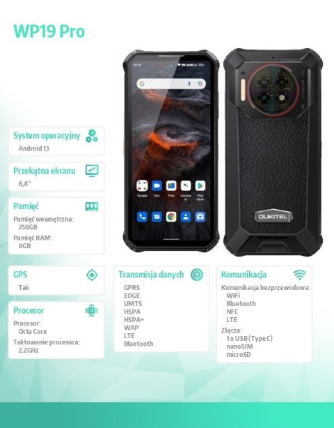 Smartfon WP19 Pro 8/256 GB czarny Smartfon WP19 Pro 8/256 GB czarny