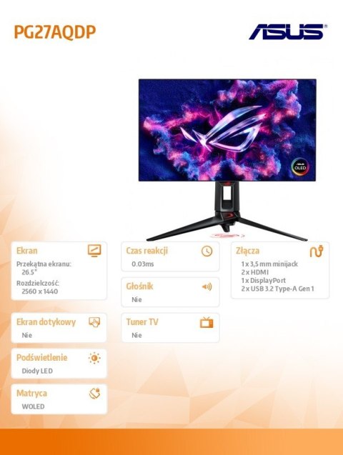 Monitor 27 cali PG27AQDP 2xHDMI+DP+USB Monitor 27 cali PG27AQDP 2xHDMI+DP+USB