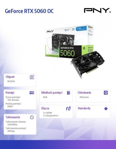 Karta graficzna GeForce RTX5060OC 8GB VCG50608DFXPB1-O Karta graficzna GeForce RTX5060OC 8GB VCG50608DFXPB1-O