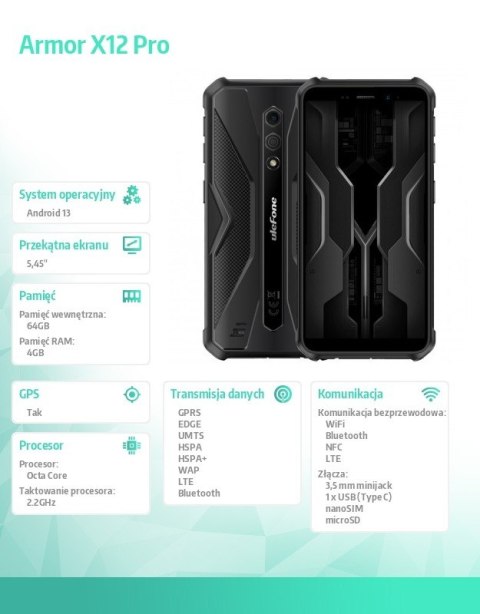 Smartfon Armor X12 Pro 4/64GB Czarny Smartfon Armor X12 Pro 4/64GB Czarny
