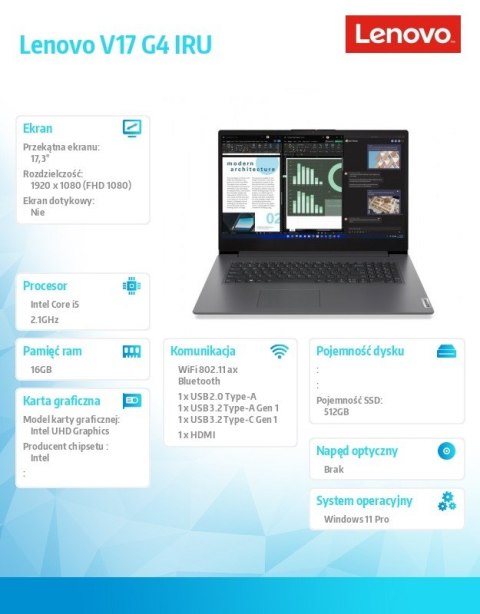 Laptop V17 G4 83A20010PB Windows 11 Pro i5-13420H/16GB/512GB/INT/17.3 FHD/Iron Grey/3YRS OS Laptop V17 G4 83A20010PB Windows 11 Pro i5-13420H/16GB/512GB/INT/17.3 FHD/Iron Grey/3YRS OS