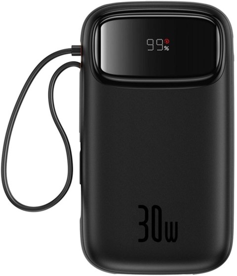 Powerbank Baseus QPow 2 20000mAh 30W z 2 wbudowanymi kablami USB-C - czarny