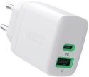 ŁADOWARKA SIECIOWA Greencell PowerSource Duo30 30W 1xUSB-C 1xUSB-A PD 3.0 QC 4.0+ biała