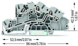 Złączka szynowa 2‑piętrowa 2,5mm2 L/L szara 2003‑7642 TOPJOBS 50szt