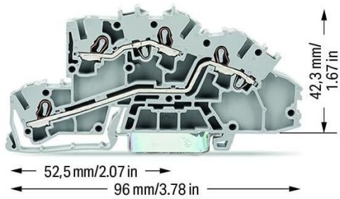 Złączka szynowa 2‑piętrowa 2,5mm2 L/L szara 2003‑7642 TOPJOBS 50szt
