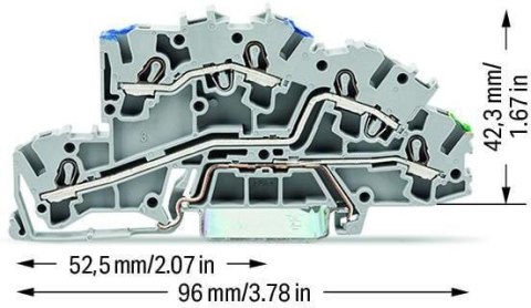 Złączka szynowa 3‑pietrowa 4mm2 N/L/PE szara 2003‑7646 TOPJOBS 50szt