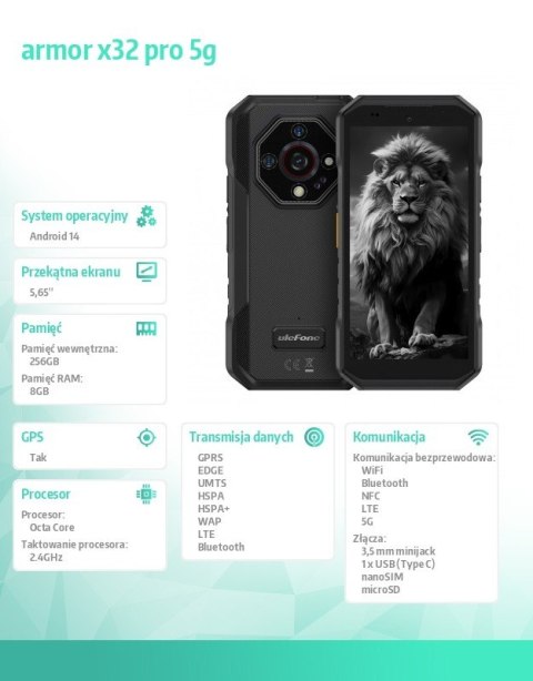 Smartfon Armor X32 Pro 5G 8/256GB IP69K Czarny Smartfon Armor X32 Pro 5G 8/256GB IP69K Czarny