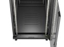 Szafa instalacyjna rack stojąca 19" 22U 600x1000 czarna drzwi przeszkolne ( flat pack)