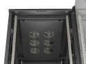 Szafa instalacyjna rack stojąca 19" 22U 600x1000 czarna drzwi przeszkolne ( flat pack)