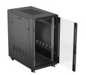 Szafa instalacyjna rack stojąca 19" 22U 600x1000 czarna drzwi przeszkolne ( flat pack)