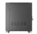 Szafa instalacyjna rack stojąca 19" 22U 600x1000 czarna drzwi przeszkolne ( flat pack)