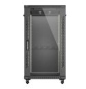 Szafa instalacyjna rack stojąca 19" 22U 600x1000 czarna drzwi przeszkolne ( flat pack)
