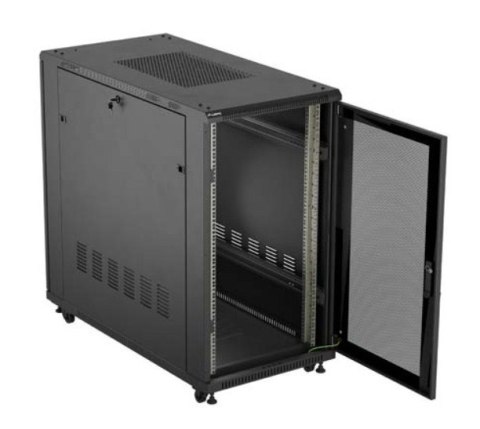 Szafa instalacyjna rack stojąca 19" 22U 600x1200 czarna drzwi perforowane (flat pack) Szafa instalacyjna rack stojąca 19" 22U 600x1200 czarna drzwi perforowane (flat pack)