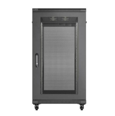 Szafa instalacyjna rack stojąca 19" 22U 600x1200 czarna drzwi perforowane (flat pack) Szafa instalacyjna rack stojąca 19" 22U 600x1200 czarna drzwi perforowane (flat pack)