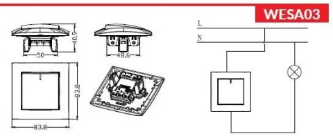 Łącznik pojedynczy z podświetleniem VCX LC 03 Biały