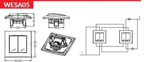 Łącznik schodowy podwójny VCX LC 05 Biały