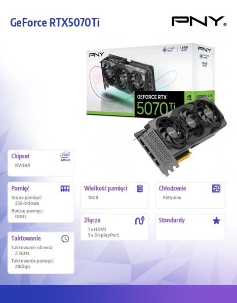 Karta graficzna GeForce RTX5070Ti 16GB VCG5070T16TFXPB1 Karta graficzna GeForce RTX5070Ti 16GB VCG5070T16TFXPB1