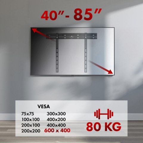 Ultra płaski uchwyt ścienny MC-123 MAX VESA 600x400 80kg Ultra płaski uchwyt ścienny MC-123 MAX VESA 600x400 80kg