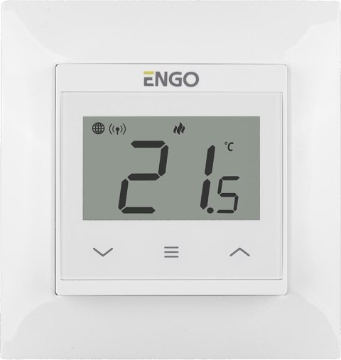 ENGO Controls E55-W - Regulator temperatury do ramki 55x55, 230V, biały, Internetowy, Wi-Fi