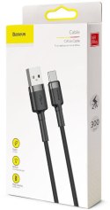 KABEL USB-A / USB-C Baseus Cafule CATKLF-UG1 300cm 2A QC 3.0 CZARNO-SZARY W NYLONOWYM OPLOCIE