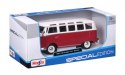 Model metalowy Volkswagen Samba biało-czerwiny
