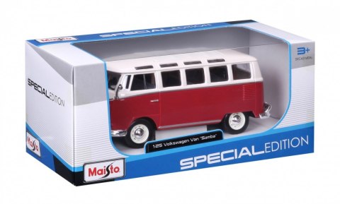 Model metalowy Volkswagen Samba biało-czerwiny