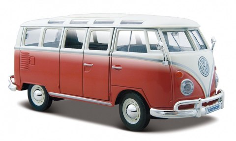 Model metalowy Volkswagen Samba biało-czerwiny