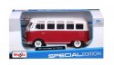 Model metalowy Volkswagen Samba biało-czerwiny