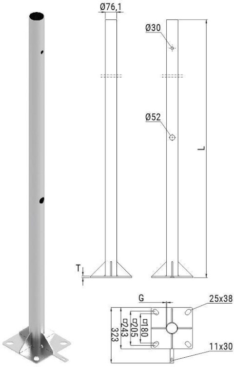 Słup ATS SKAM2/5 pod montaż kamer CCTV Słup ATS SKAM2/5 pod montaż kamer CCTV