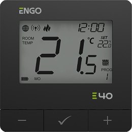 ENGO Controls E40-BATB - Programowany, Internetowy, natynkowy regulator temperatury ZigBee/868MHz, bateryjny, czarny