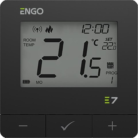 ENGO Controls E7-RFB - Programowany, bezprzewodowy regulator temperatury, czarny
