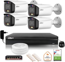 Zestaw monitoringu IP Dahua TIOC 5mpx 2K 4 kamery IPC-HFW3549T1-AS-PV-0280B-S5 rejestrator z dyskiem do pracy ciągłej