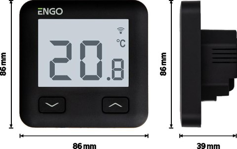 ENGO Controls E10-B - Regulator temperatury, 230V, czarny, Wi-Fi, Internetowy, podtynkowy