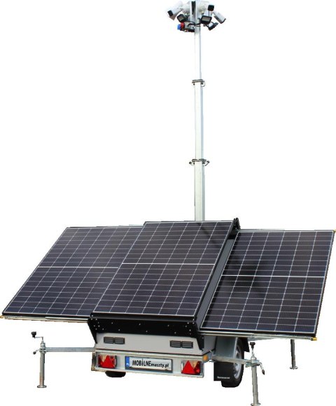Przyczepa do monitoringu PV3 z zabudową z systemem na fotowoltaikę Przyczepa do monitoringu PV3 z zabudową z systemem na fotowoltaikę