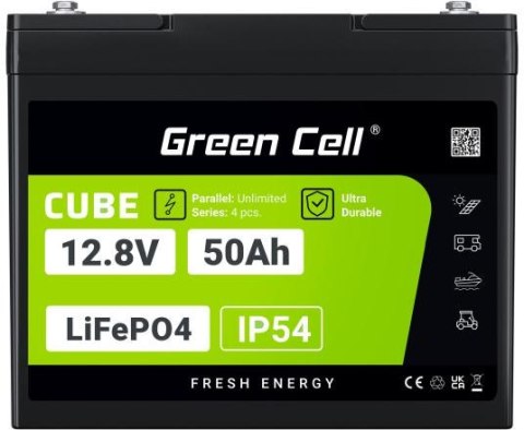 AKUMULATOR LITOWO-ŻELAZOWO-FOSFORANOWY LiFePO4 Green Cell Cube 12.8V 50Ah LFPGC12V50AH