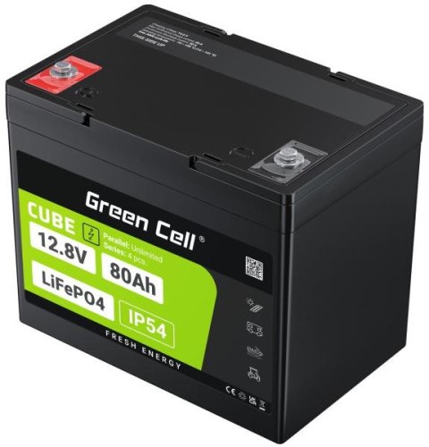 AKUMULATOR LITOWO-ŻELAZOWO-FOSFORANOWY LiFePO4 Green Cell Cube 12.8V 80Ah LFPGC12V80AH