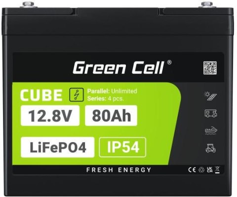AKUMULATOR LITOWO-ŻELAZOWO-FOSFORANOWY LiFePO4 Green Cell Cube 12.8V 80Ah LFPGC12V80AH