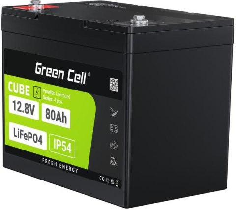 AKUMULATOR LITOWO-ŻELAZOWO-FOSFORANOWY LiFePO4 Green Cell Cube 12.8V 80Ah LFPGC12V80AH