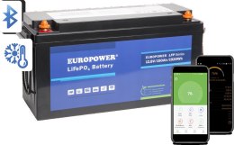 Akumulator LiFePO4 EUROPOWER serii LFP 12,8V 150Ah Bluetooth, mata grzewcza (Żywotność ~2000 cykli)