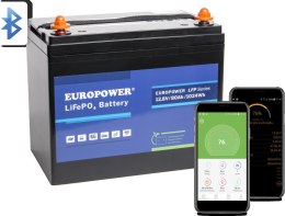 Akumulator LiFePO4 EUROPOWER serii LFP 12,8V 80Ah Bluetooth (Żywotność ~2000 cykli)